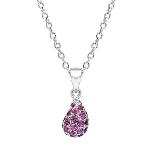 18ct White Gold Pink Sapphire and Diamond Oval Necklace COO29050_