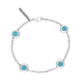 18ct White Gold Turquoise Oval Heart Detail Four Stone Bracelet, B797.