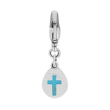 18ct White Gold Turquoise Pear Shaped Cross Clip Charm, G664.