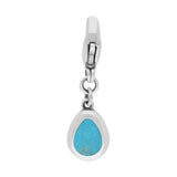 18ct White Gold Turquoise Pear Shaped Cross Clip Charm, G664.