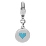 18ct White Gold Turquoise Round Shaped Heart Clip Charm, G665.