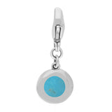 18ct White Gold Turquoise Round Shaped Heart Clip Charm, G665.
