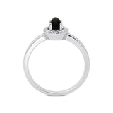 18ct White Gold Whitby Jet 0.12ct Diamond Cluster Ring, R1157.