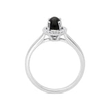 18ct White Gold Whitby Jet 0.12ct Diamond Oval Cluster Ring, R1152.