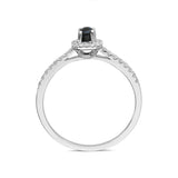 18ct White Gold Whitby Jet 0.16ct Diamond Cushion Shaped Ring R964