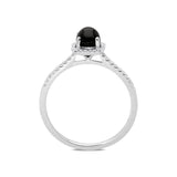 18ct White Gold Whitby Jet 0.16ct Diamond Square Cluster Ring, R1155.
