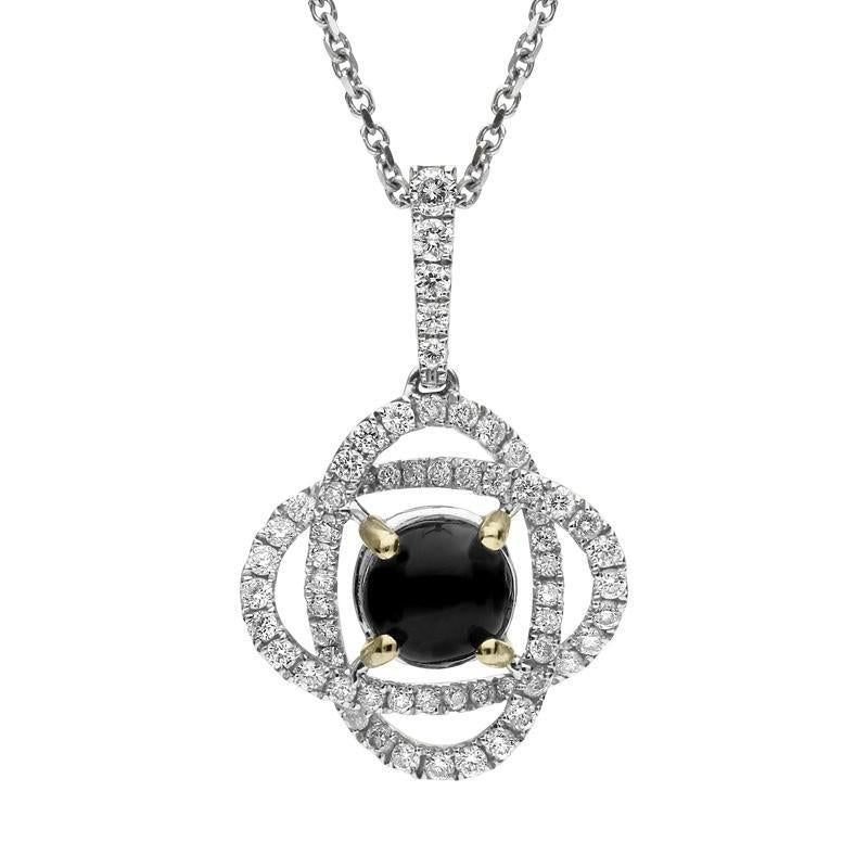 18ct White Gold Whitby Jet 0.40ct Diamond Necklace P2663