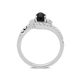 18ct White Gold Whitby Jet 0.50ct Diamond Wave Ring, R1153.