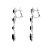 18ct White Gold Whitby Jet 0.92ct Diamond Marquise Drop Earrings, DAS015.