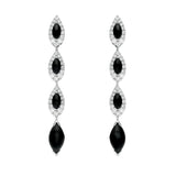 18ct White Gold Whitby Jet 0.92ct Diamond Marquise Drop Earrings, DAS015.