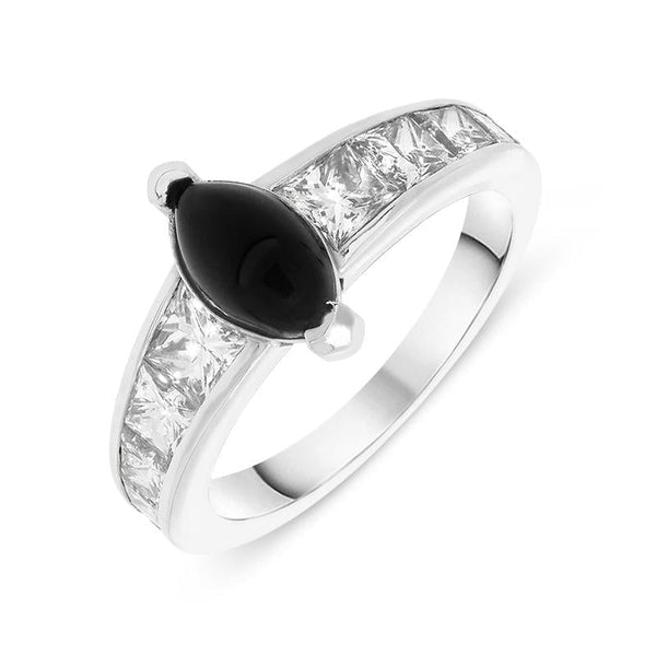 18ct White Gold Whitby Jet 1.75ct Diamond Marquise Ring. KRG195 sidejpg