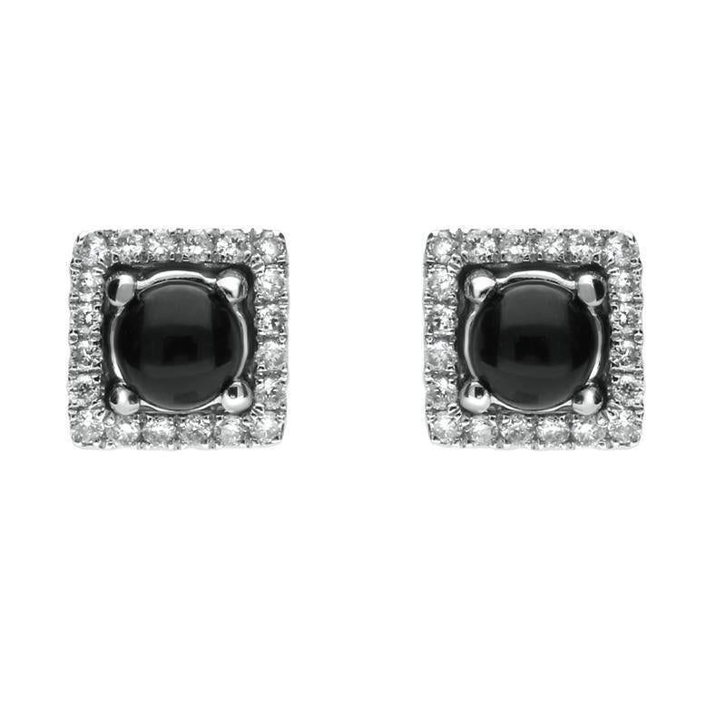 18ct White Gold Whitby Jet and Diamond Adjustable Earrings. E1991. 