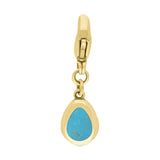 18ct Yellow Gold Turquoise Pear Shaped Cross Clip Charm, G664.