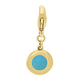 18ct Yellow Gold Turquoise Round Shaped Heart Clip Charm, G665.