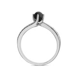 18ct White Gold Whitby Jet 0.12ct Diamond Tapered Twist Ring. R1030.