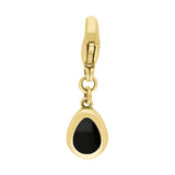 18ct Yellow Gold Whitby Jet Pear Shaped Cross Clip Charm, G664.