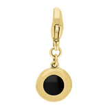 18ct Yellow Gold Whitby Jet Round Shaped Star Clip Charm, G662.