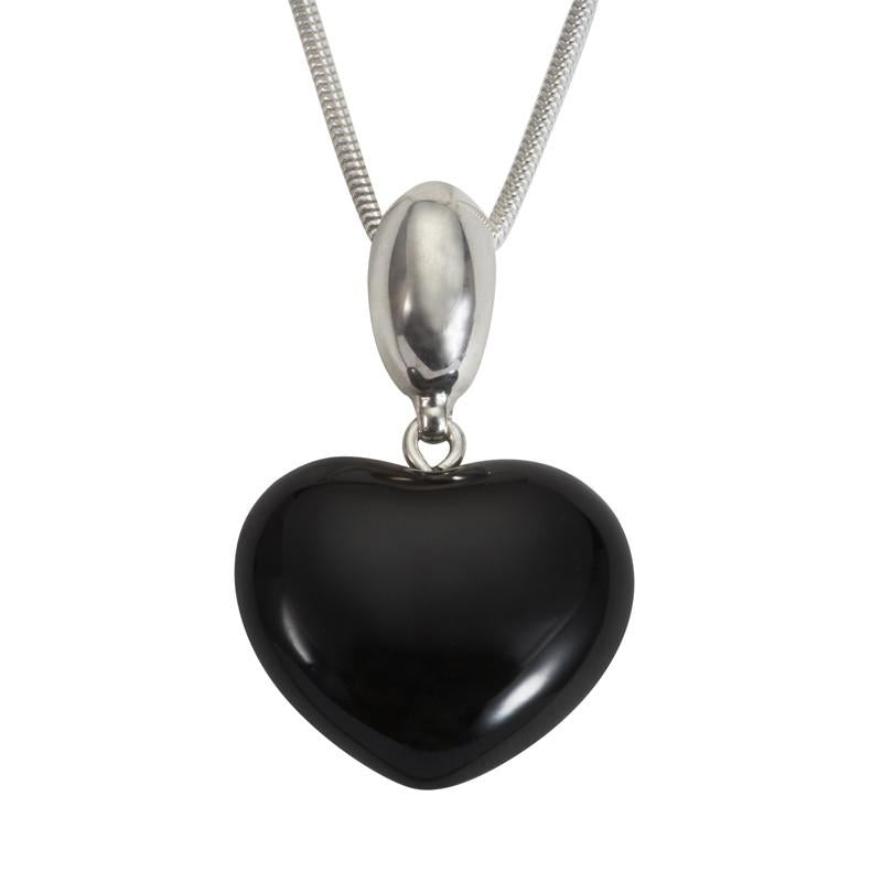 Sterling Silver Whitby Jet Heart Shaped Necklace P2032C