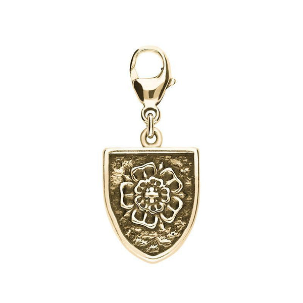 9ct Yellow Gold York Minster Cross Key and Rose Shield Lobster Clasp Charm. G826.