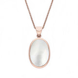 9ct Rose Gold Blue John White Mother Of Pearl Small Double Sided Fob Necklace, P832_2.