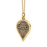 9ct Yellow Gold Blue John Flore Filigree Large Heart Necklace