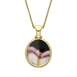 9ct Yellow Gold Blue John White Mother Of Pearl Small Double Sided Pear Fob Necklace, P220_2.