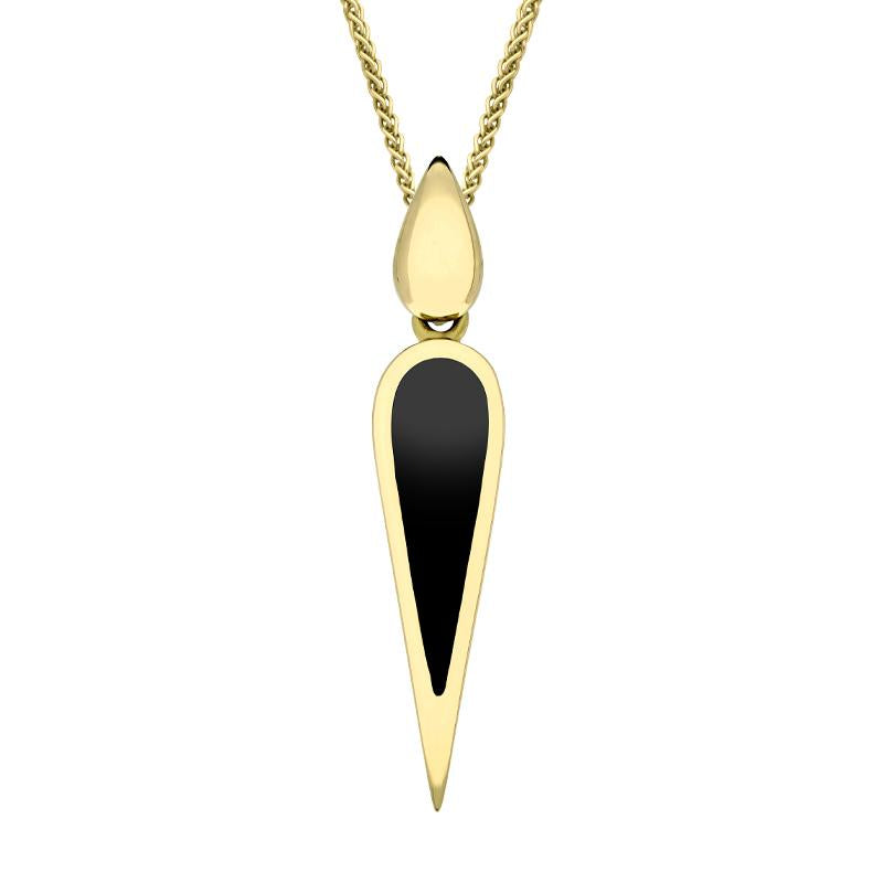 9ct Yellow Gold Whitby Jet Toscana Slim Pear Drop Necklace. P1612.