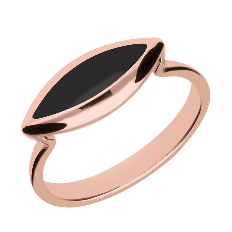 9ct Rose Gold Whitby Jet Toscana Ring Side Marquise R513