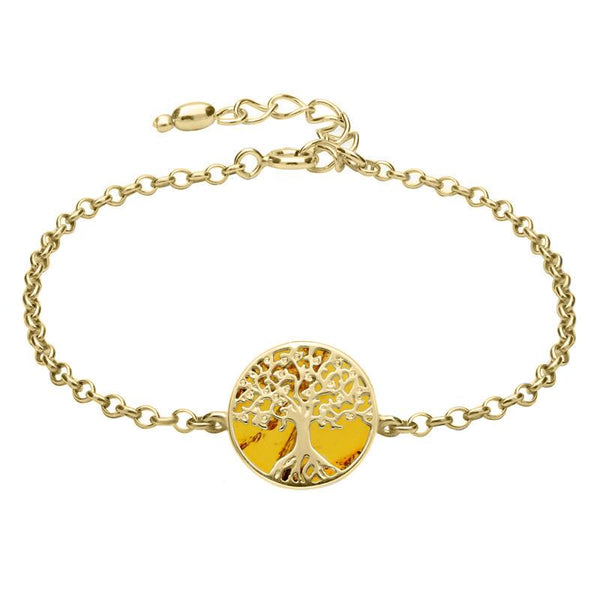 9ct Yellow Gold Amber Round Tree Chain Bracelet B1140