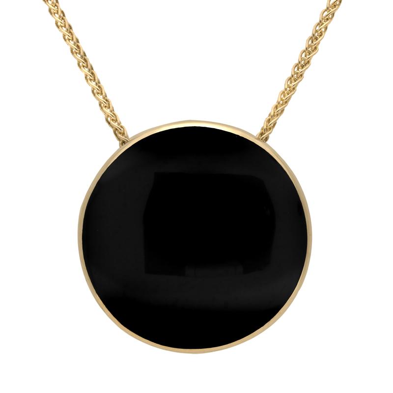 9ct Yellow Gold Whitby Jet 25mm Round Necklace P1895