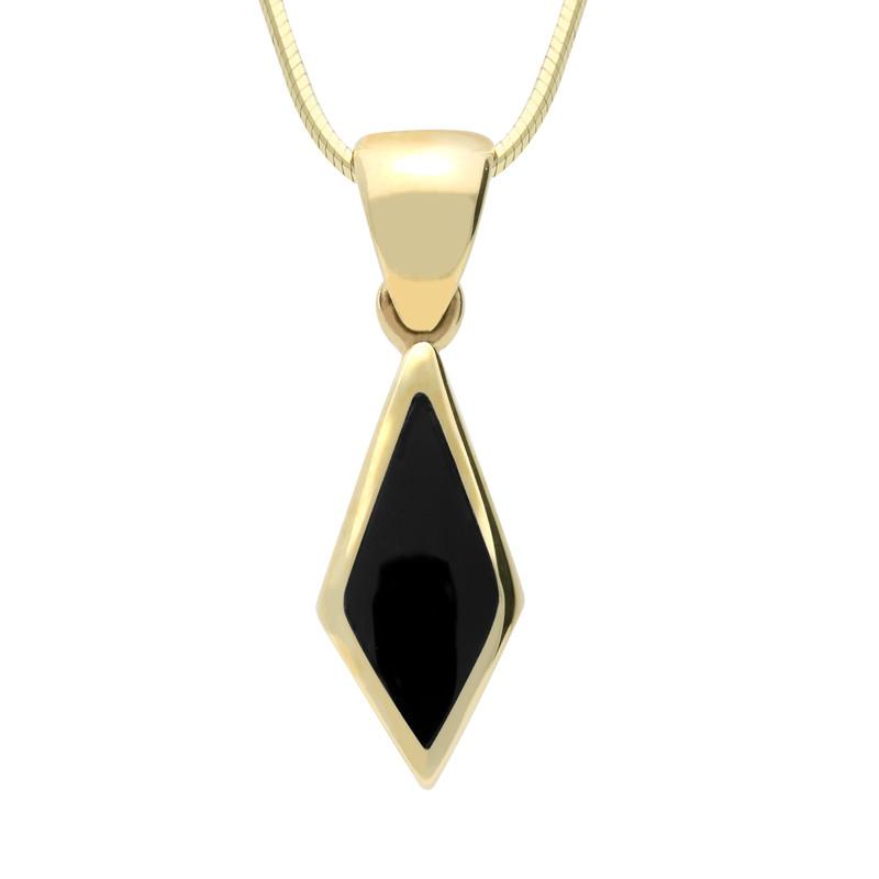 9ct Yellow Gold Whitby Jet Dinky Diamond Necklace. P454
