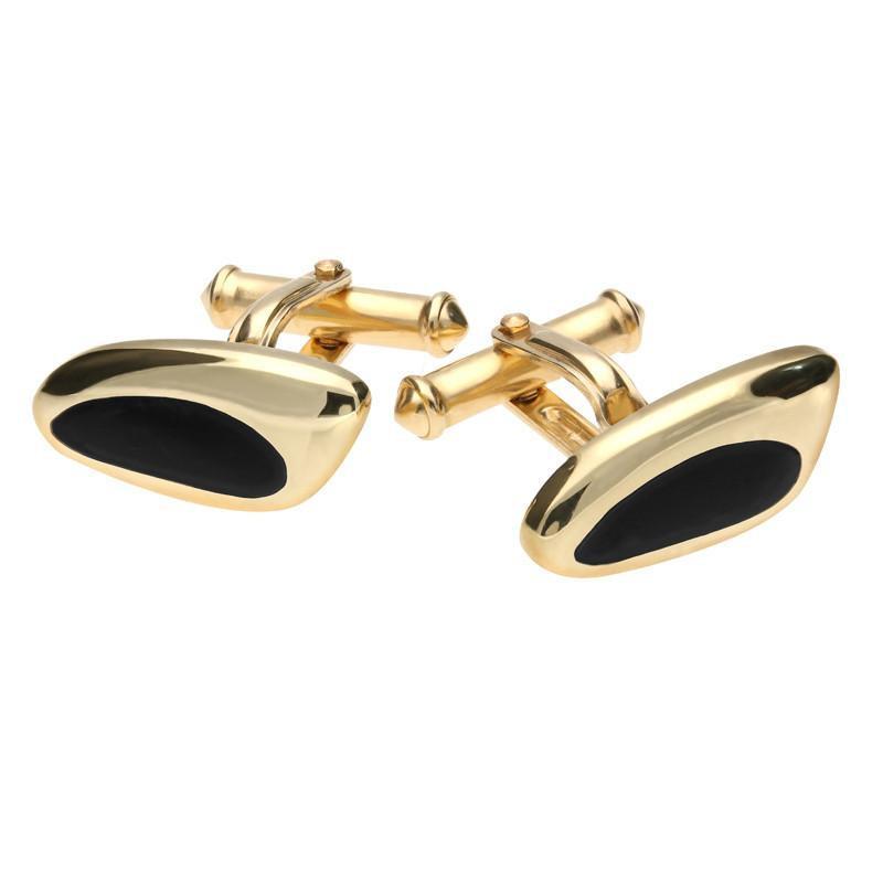9ct Yellow Gold Whitby Jet Freeform Cufflinks CL275