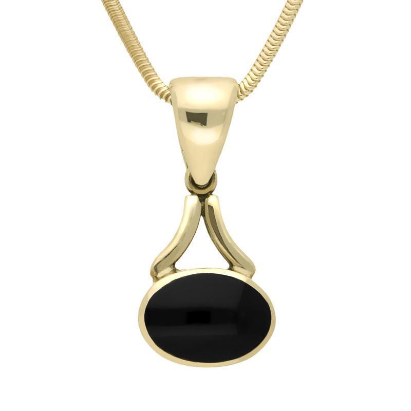 9ct Yellow Gold Whitby Jet Long Drop Necklace P384