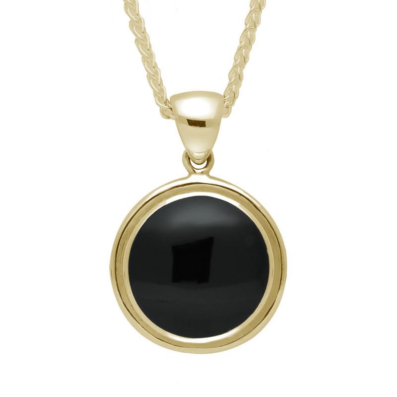9ct Yellow Gold Whitby Jet Round Ribbed Necklace P292