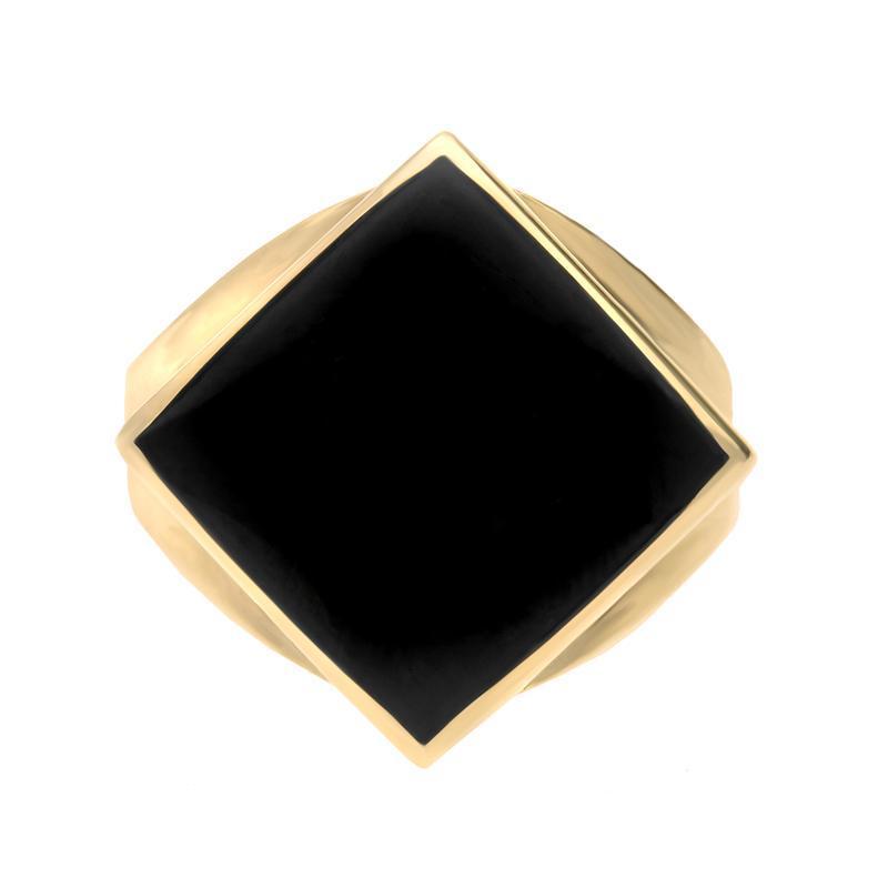 9ct Yellow Gold Whitby Jet Small Rhombus Ring R606
