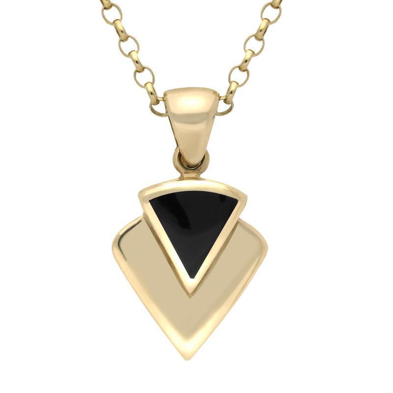 9ct Yellow Gold Whitby Jet Triangular Arrowhead Necklace P255