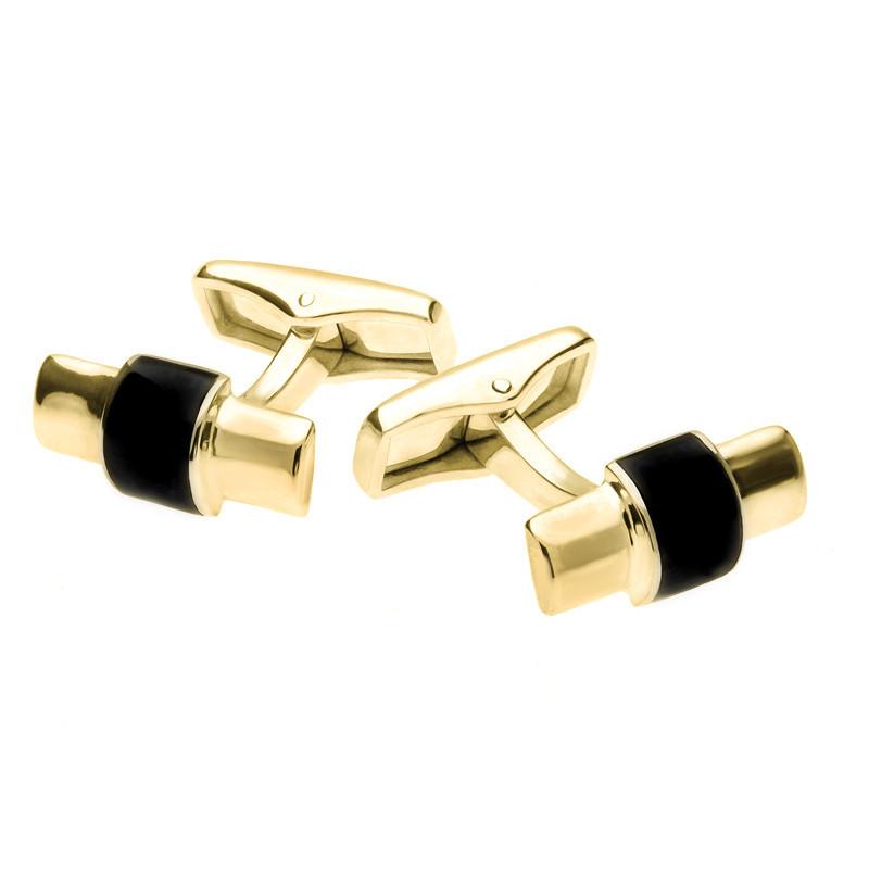 9ct Yellow Gold and Whitby Jet Bar Set Cufflinks CL122