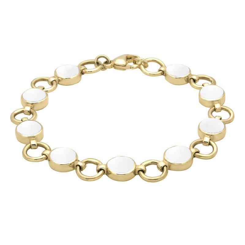 00114790 9ct Yellow Gold Bauxite Nine Stone Round Ring Bracelet, B537. 