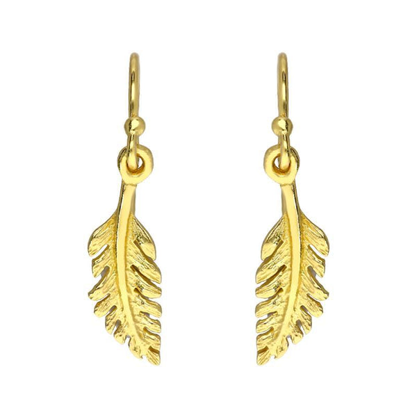 Sylva Sterling Silver Yellow Gold Vermeil Small Feather Hook Earrings CHO-083