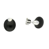 C W Sellors Silver and Whitby Jet Button Cap Stud Earrings, E1960.