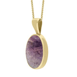 18ct Yellow Gold Blue John Oval Necklace. P019. 