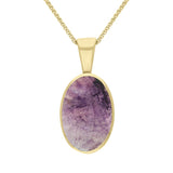18ct Yellow Gold Blue John Oval Necklace. P019. 