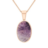 18ct Rose Gold Blue John Oval Necklace. P019. 