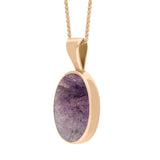 18ct Rose Gold Blue John Oval Necklace. P019. 