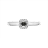 00001237 18ct White Gold Whitby Jet 0.16ct Diamond Cushion Shaped Ring, R598.