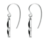Sterling Silver Whitby Jet Four Stone Square Cross Drop Earrings