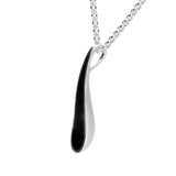 Silver Whitby Jet Curved Pear Pendant Necklace side