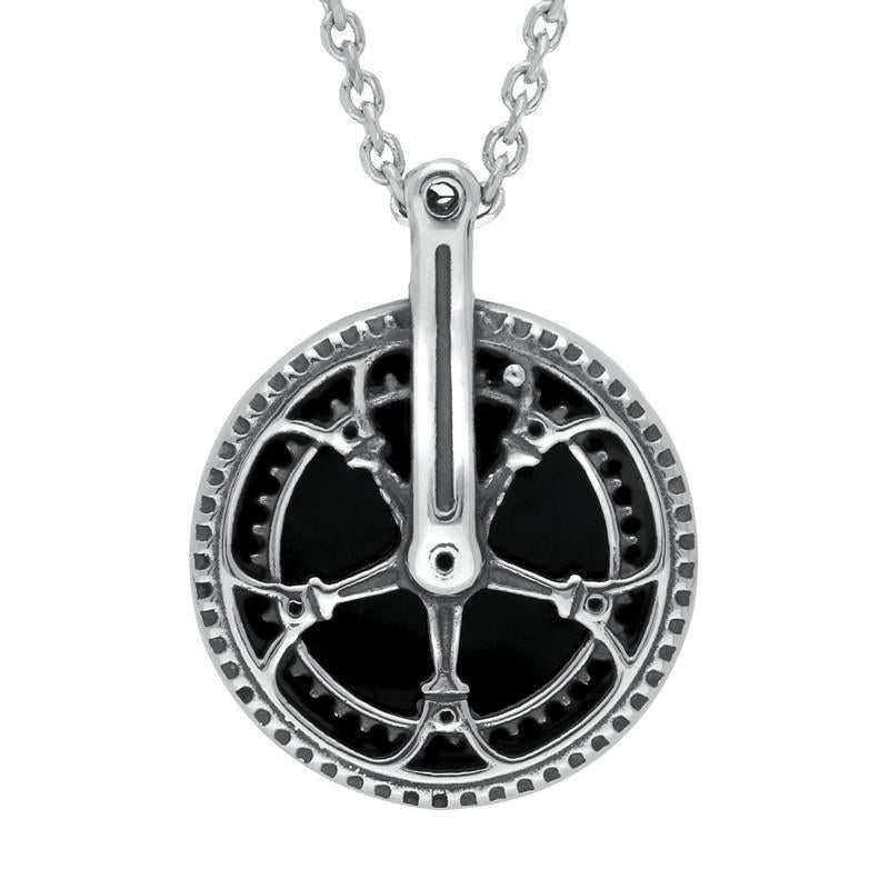 Sterling Silver Whitby Jet Tour De Yorkshire Small Chain Wheel Necklace P2515