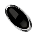 Sterling Silver Whitby Jet Large Oval Statement Ring, R013.