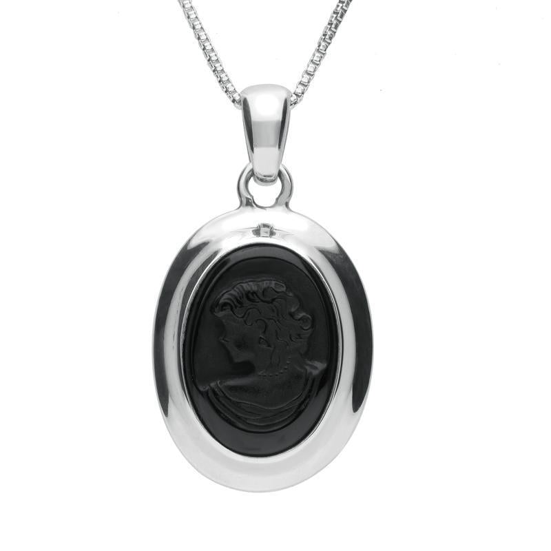 Sterling Silver Whitby Jet Limited Edition Oval Cameo Necklace LTDCAMEO